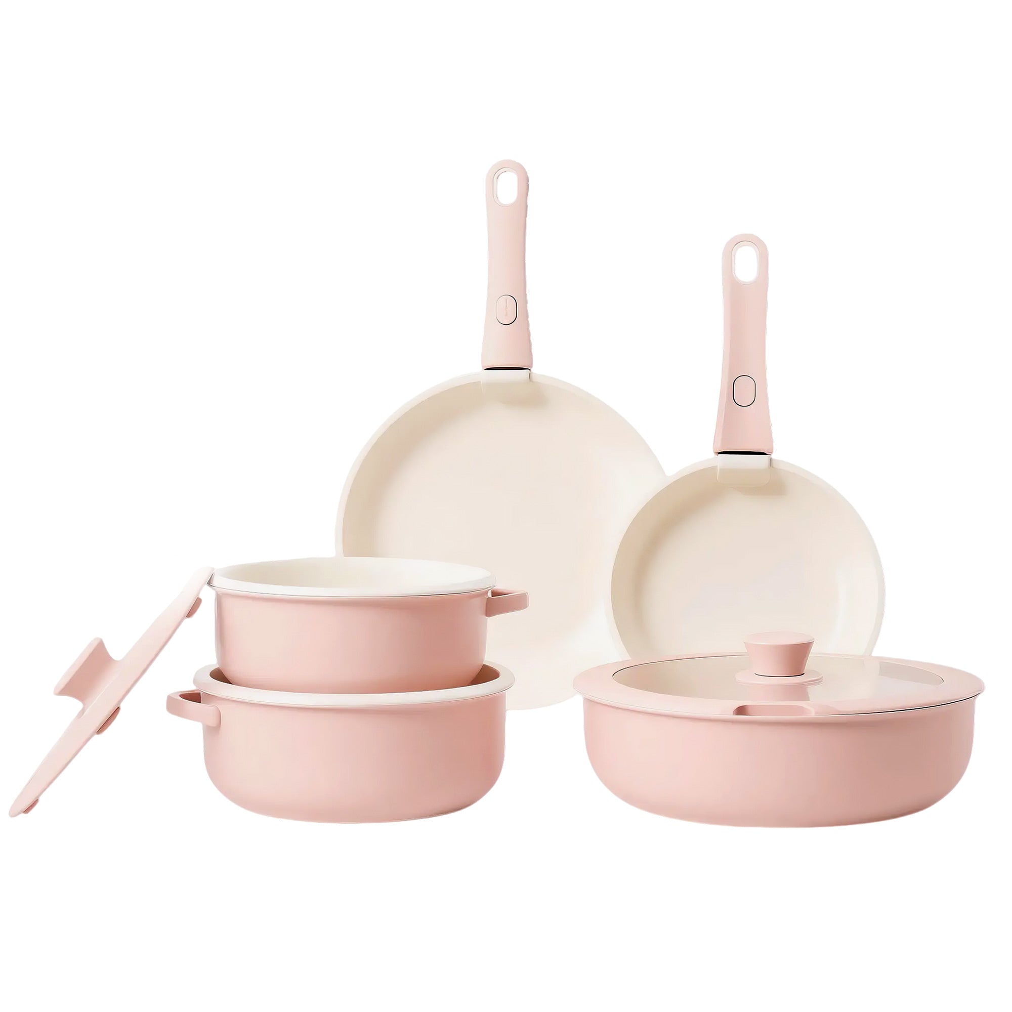 Bateria Cocina Antiadherente Ollas Latic 11 Piezas Rosa