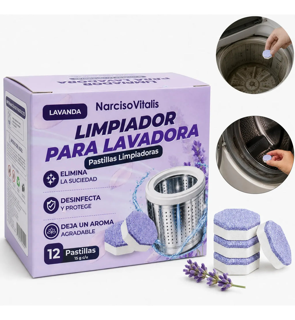 Limpiador De Lavadora Pack De 12 Pastillas Con Aroma A Lavanda