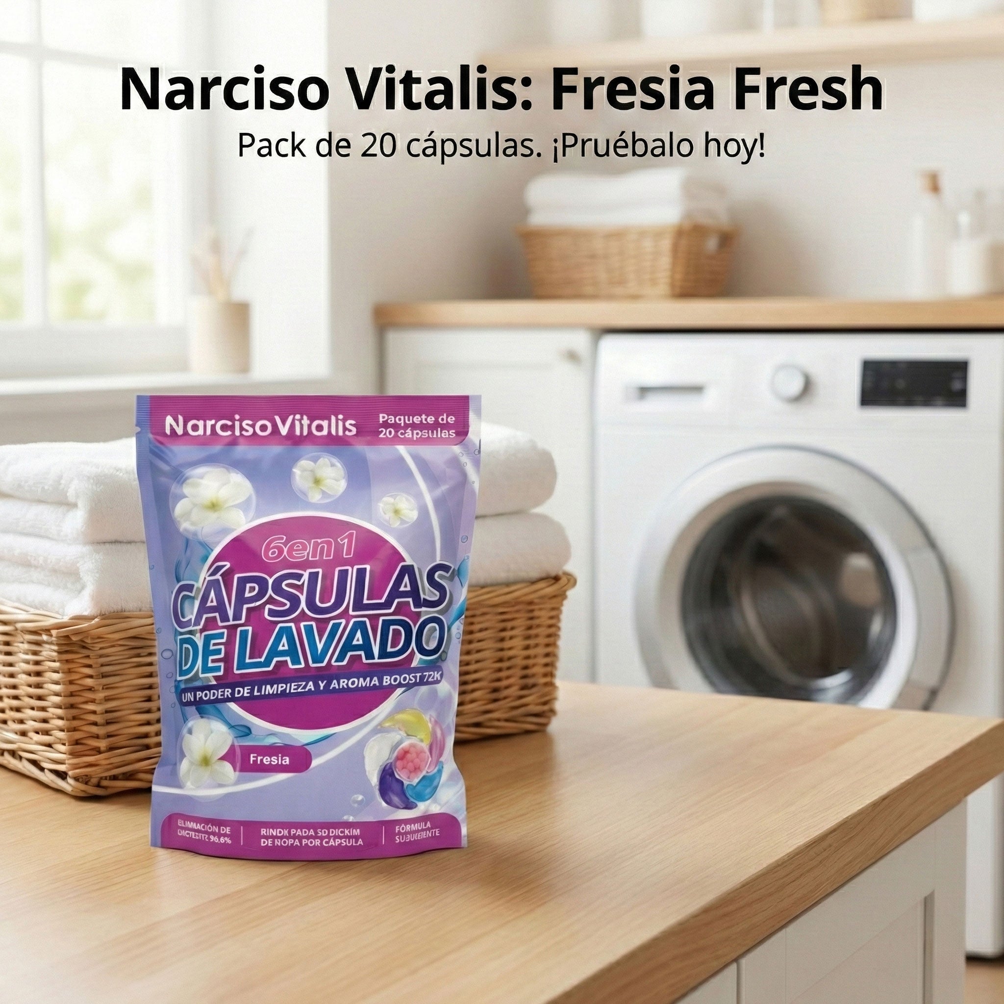 Cápsulas De Detergente Narciso 6 En 1 Para Ropa Fresia