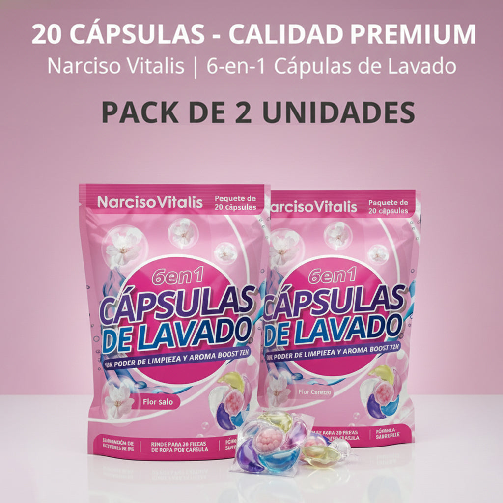 Cápsulas De Detergente Narciso 6 En 1 Para Ropa Flor Cerezo