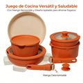 Juego De Ollas De Cocina Antiadherente 11 Pcs Latic Naranja