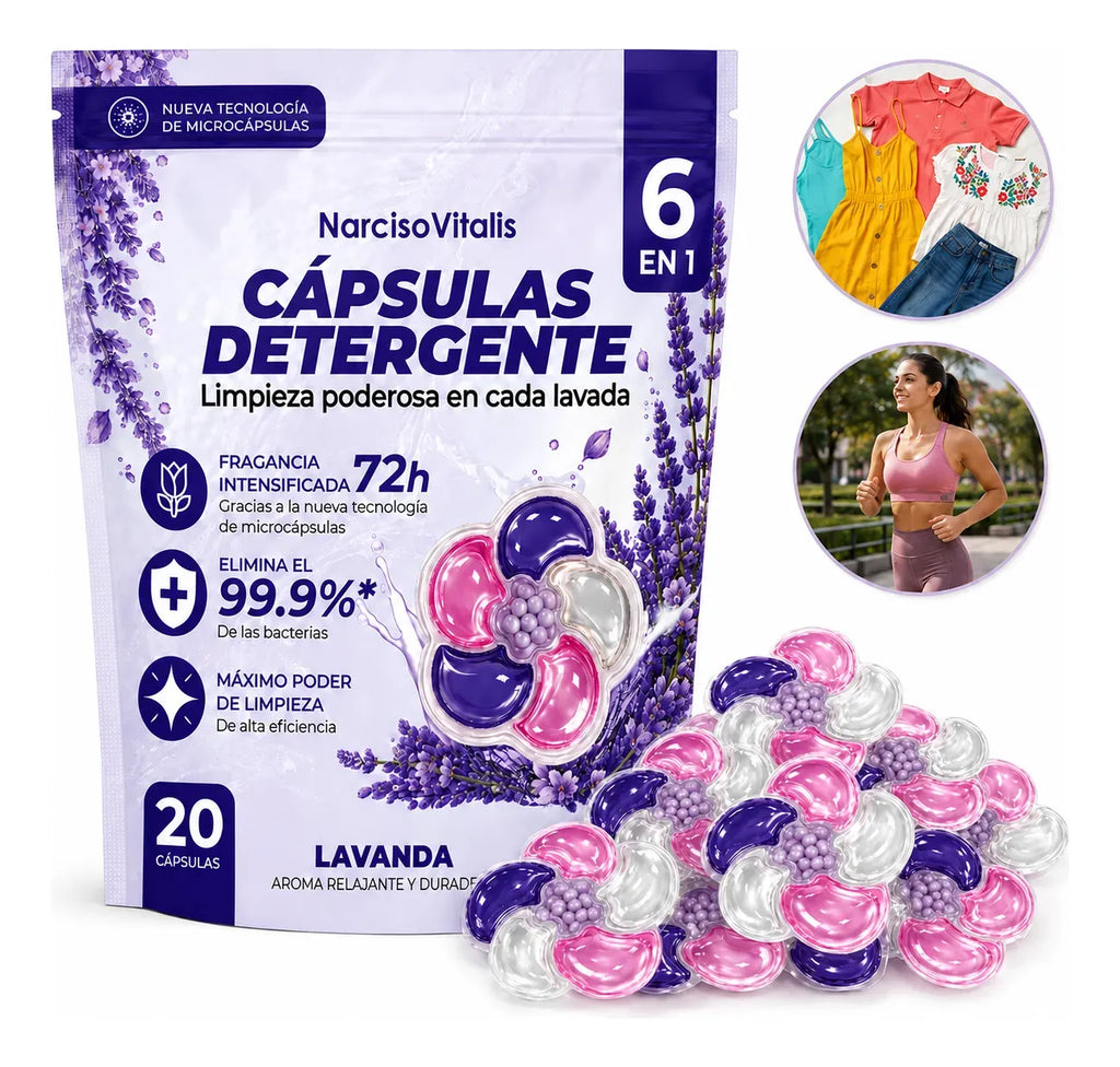 Cápsulas de Detergente para Ropa 6 en 1 Aroma Lavanda
