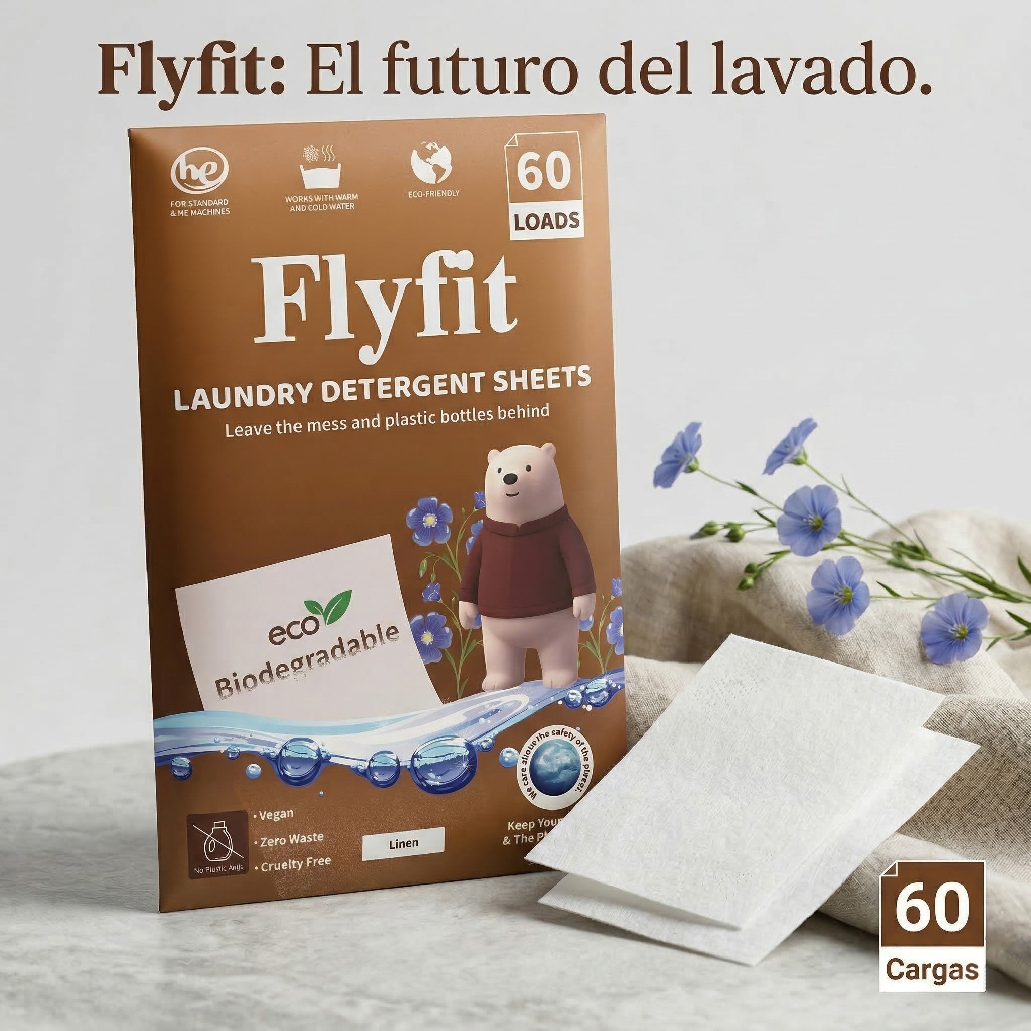 Detergente En Tiras Para Ropa Biodegradable 60 Sheet Lavadas