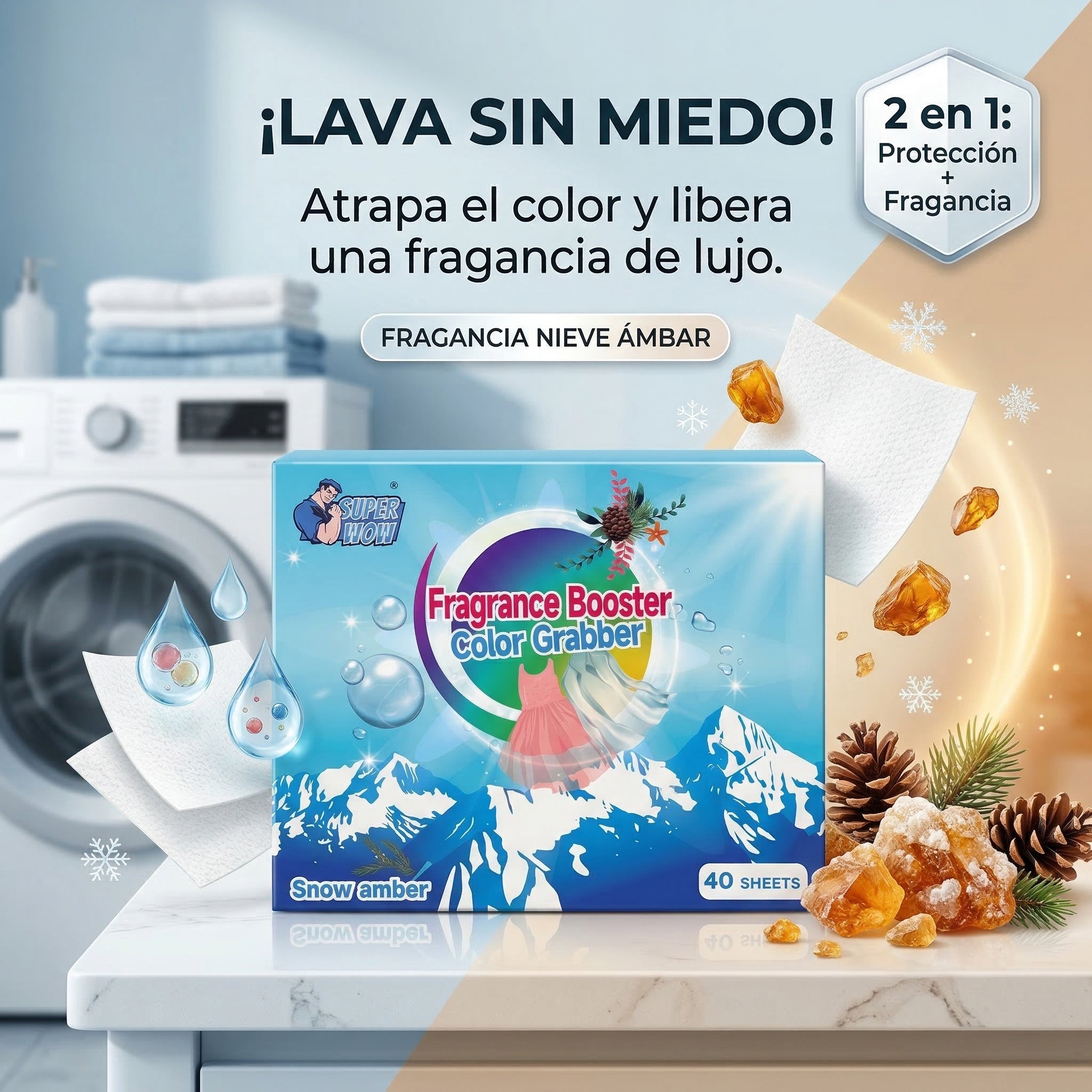 Hojas Atrapa Color para Ropa con Fragancia | Evita Transferencia y Manchas en Lavado