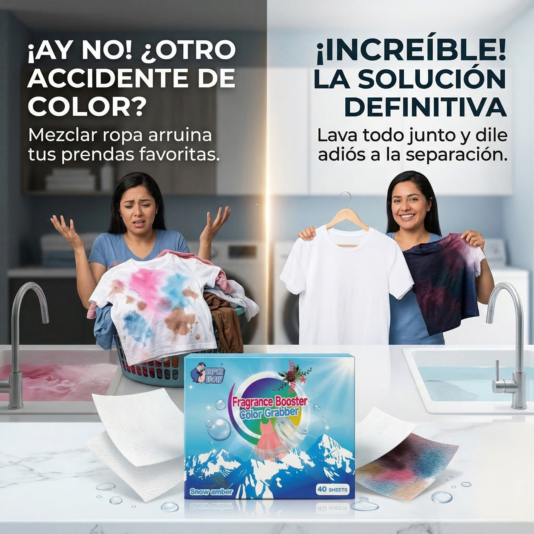 Hojas Atrapa Color para Ropa con Fragancia | Evita Transferencia y Manchas en Lavado