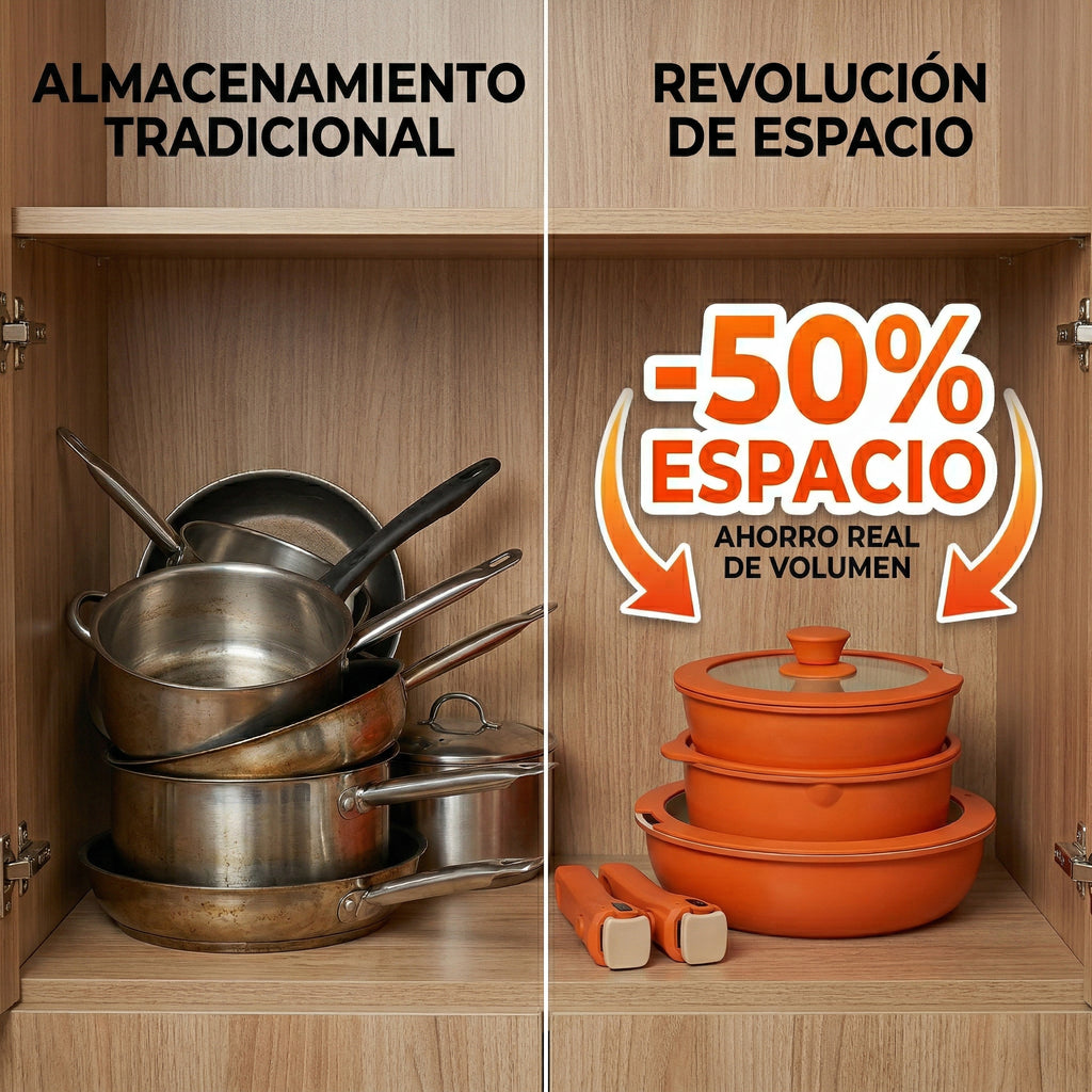 Juego De Ollas De Cocina Antiadherente 11 Pcs Latic Naranja