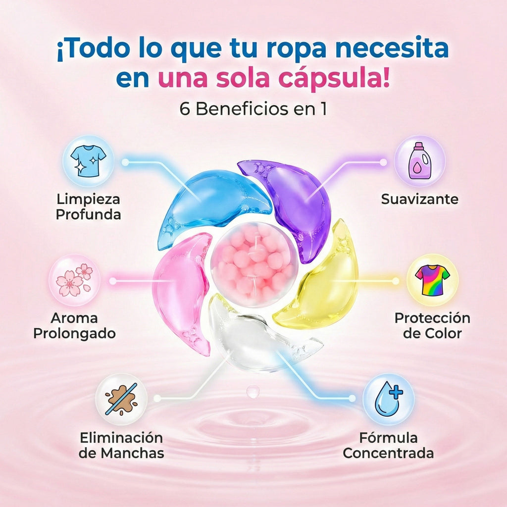 Cápsulas De Detergente Narciso 6 En 1 Para Ropa Flor Cerezo