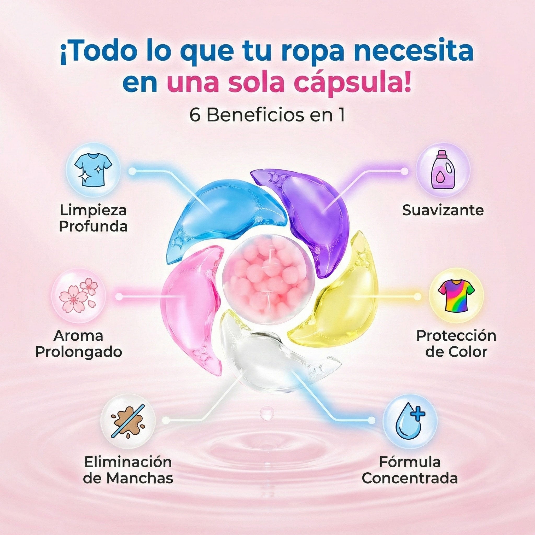 Cápsulas De Detergente Narciso 6 En 1 Para Ropa Flor Cerezo