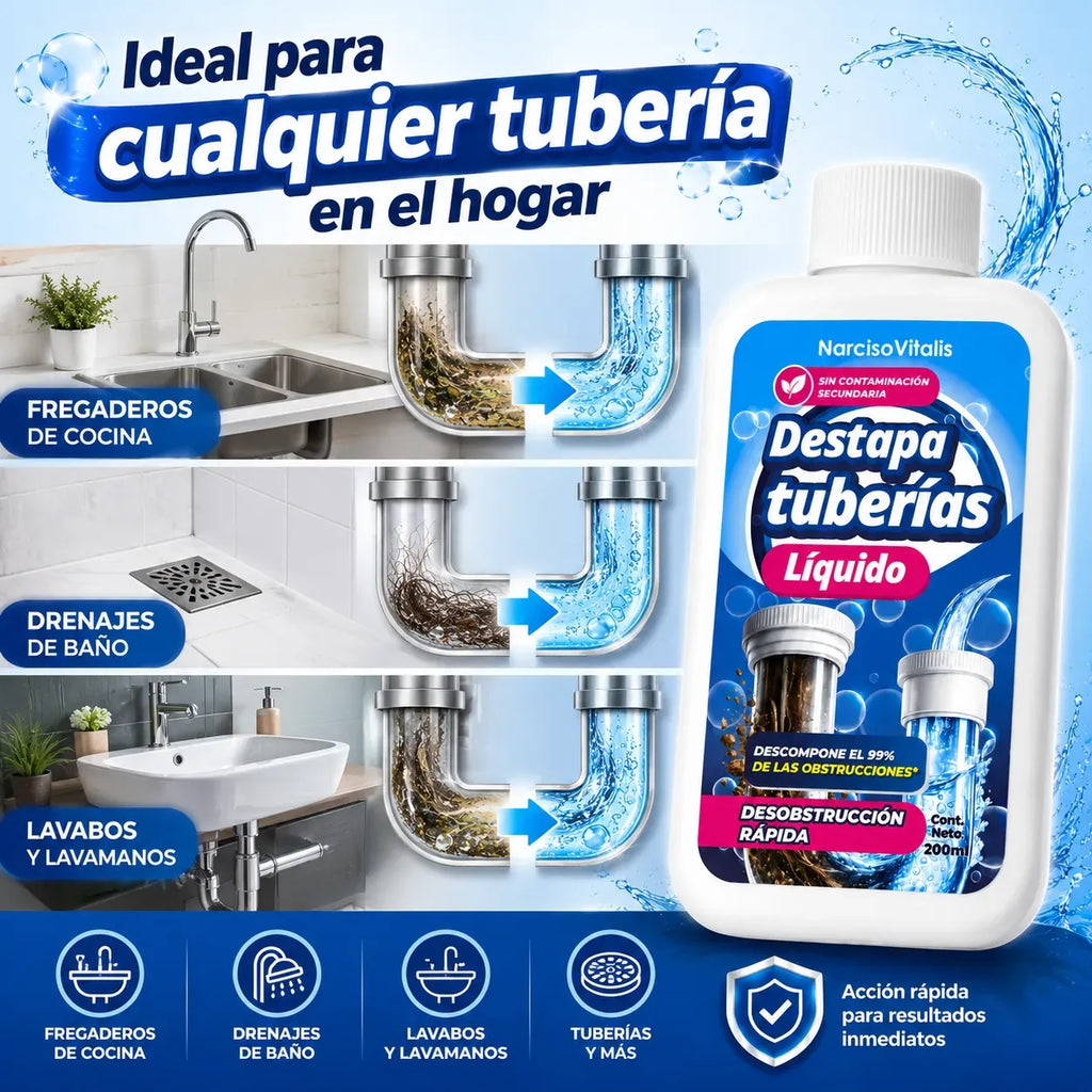 Destapacaños Profesional para Tuberías y Desagües (Liquido)