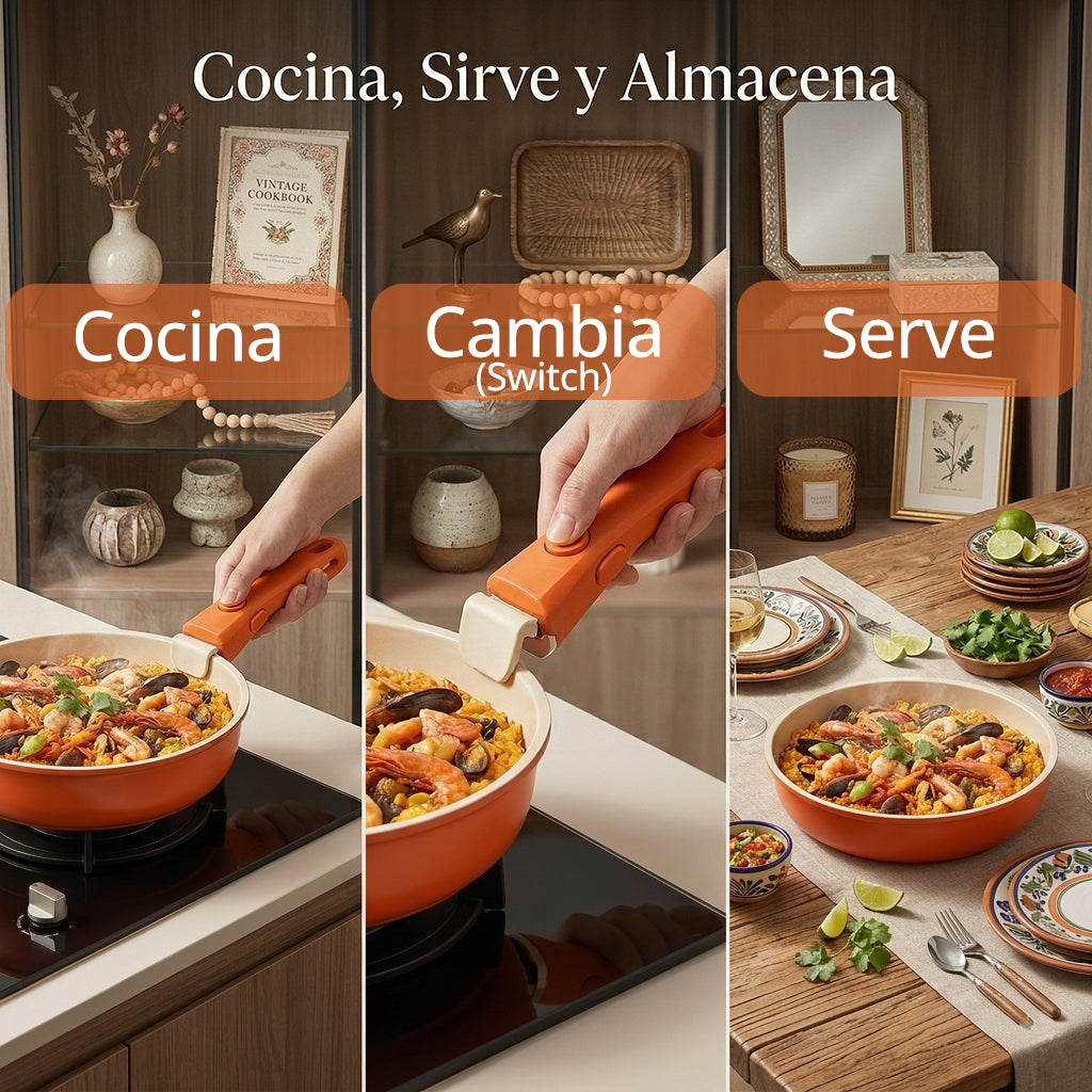 Juego De Ollas De Cocina Antiadherente 11 Pcs Latic Naranja