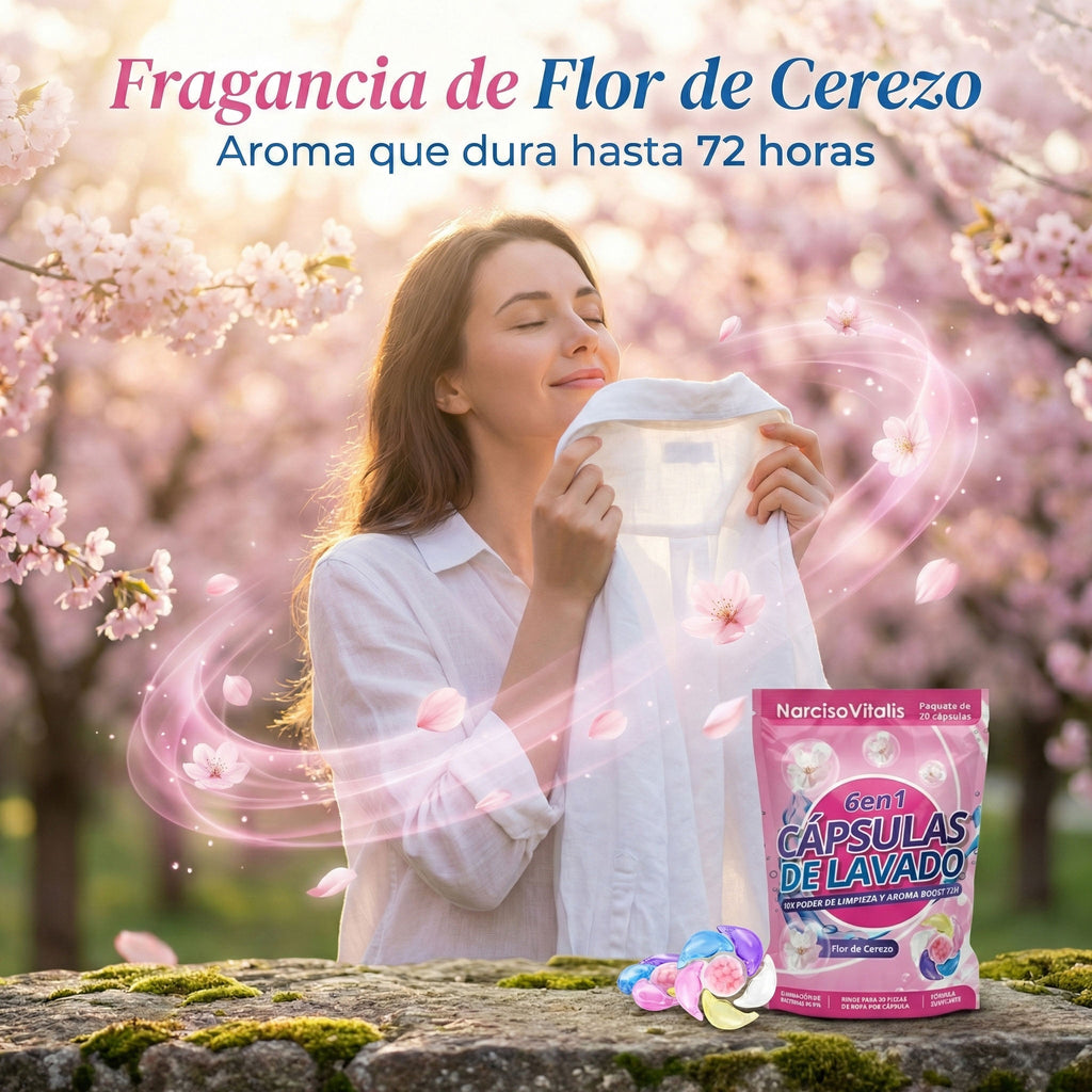 Cápsulas De Detergente Narciso 6 En 1 Para Ropa Flor Cerezo