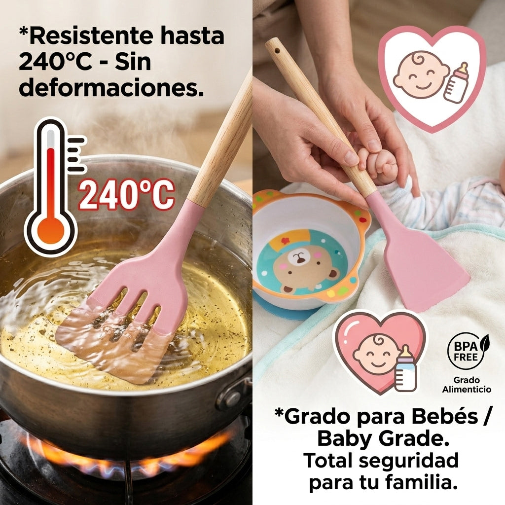 Set Utensilios En Latic Silicona Multifuncional Cocina X11