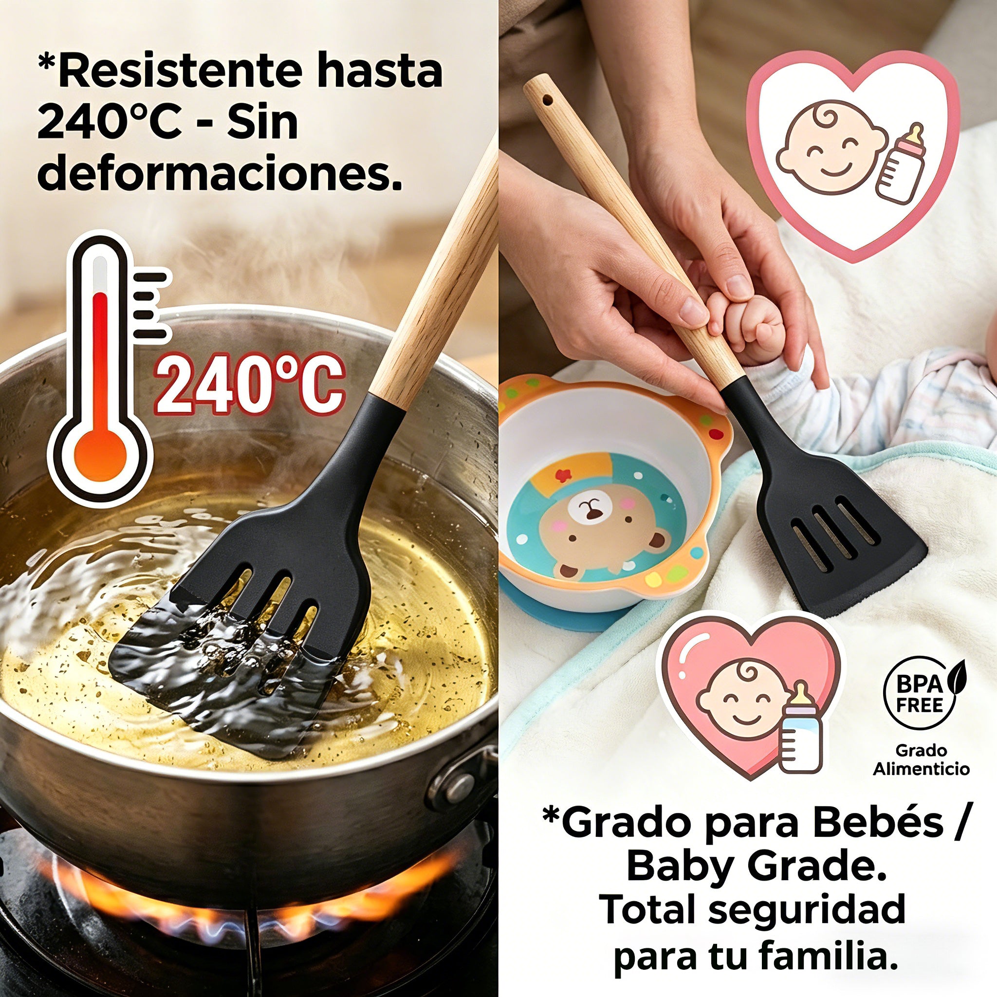 Set Utensilios En Latic Silicona Multifuncional Cocina X11