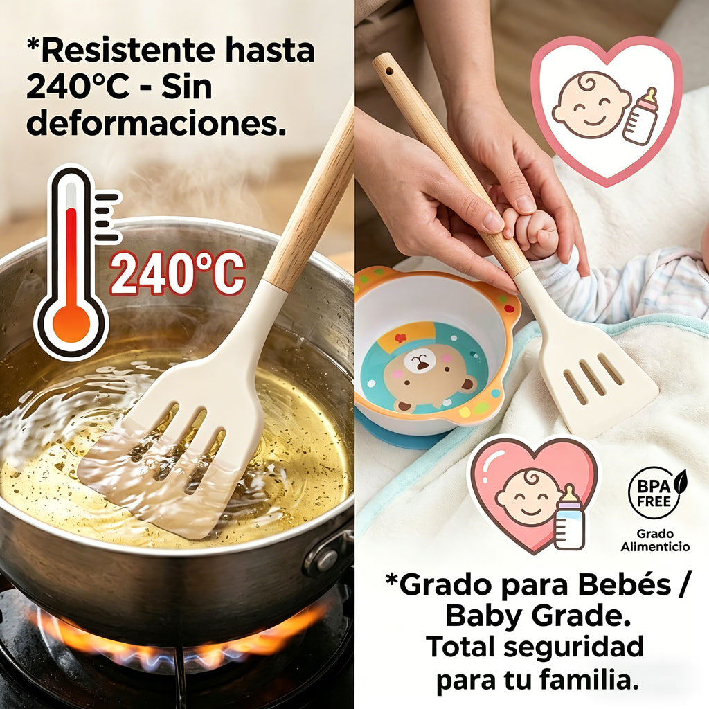 Set Utensilios En Latic Silicona Multifuncional Cocina X11