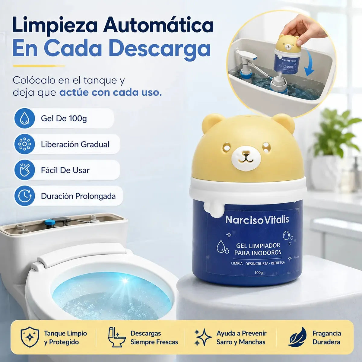 Gel Limpiador de Inodoro Anti-Sarro Floral 100g