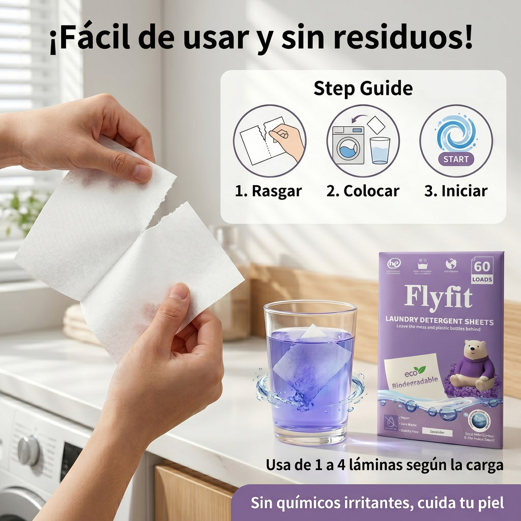 Detergente En Tiras Para Ropa Biodegradable 60 Sheet Lavadas