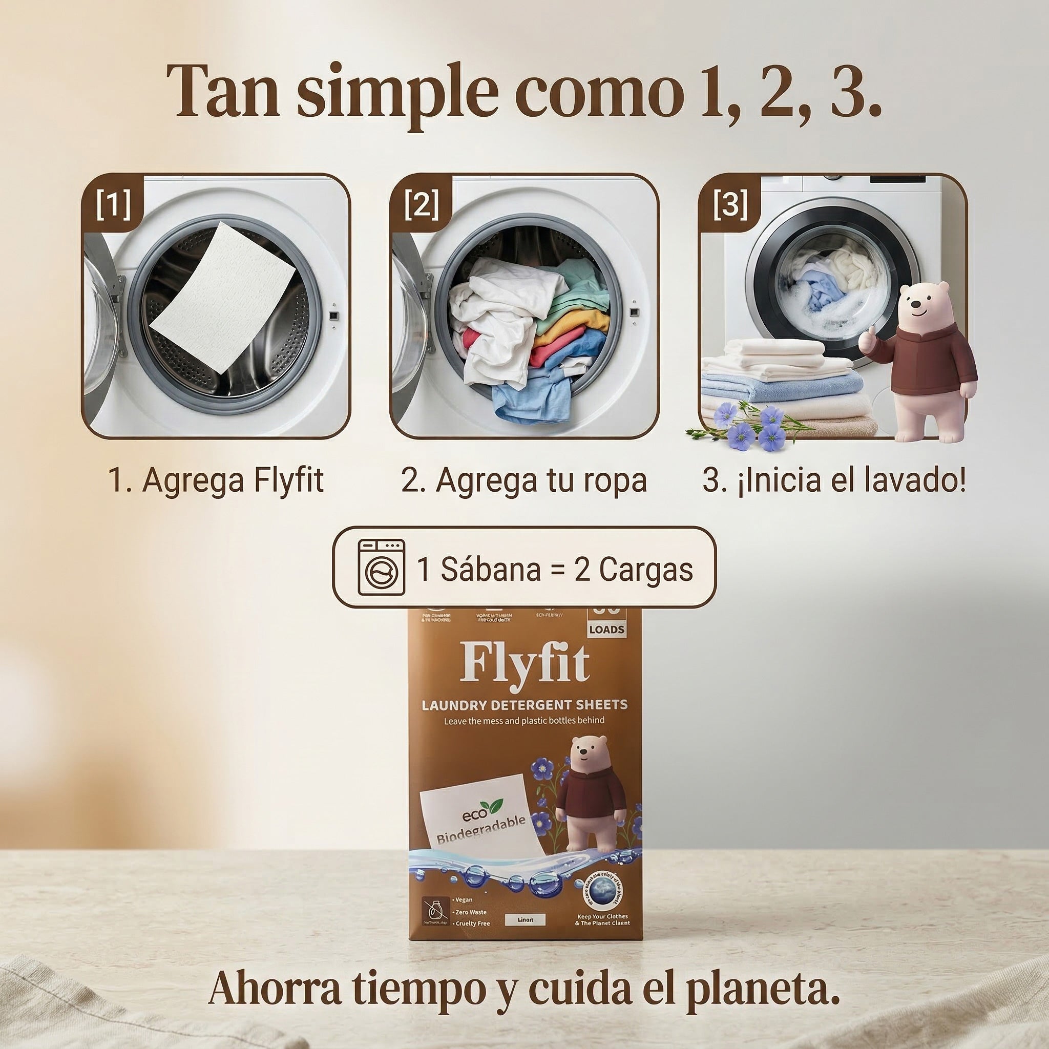 Detergente En Tiras Para Ropa Biodegradable 60 Sheet Lavadas