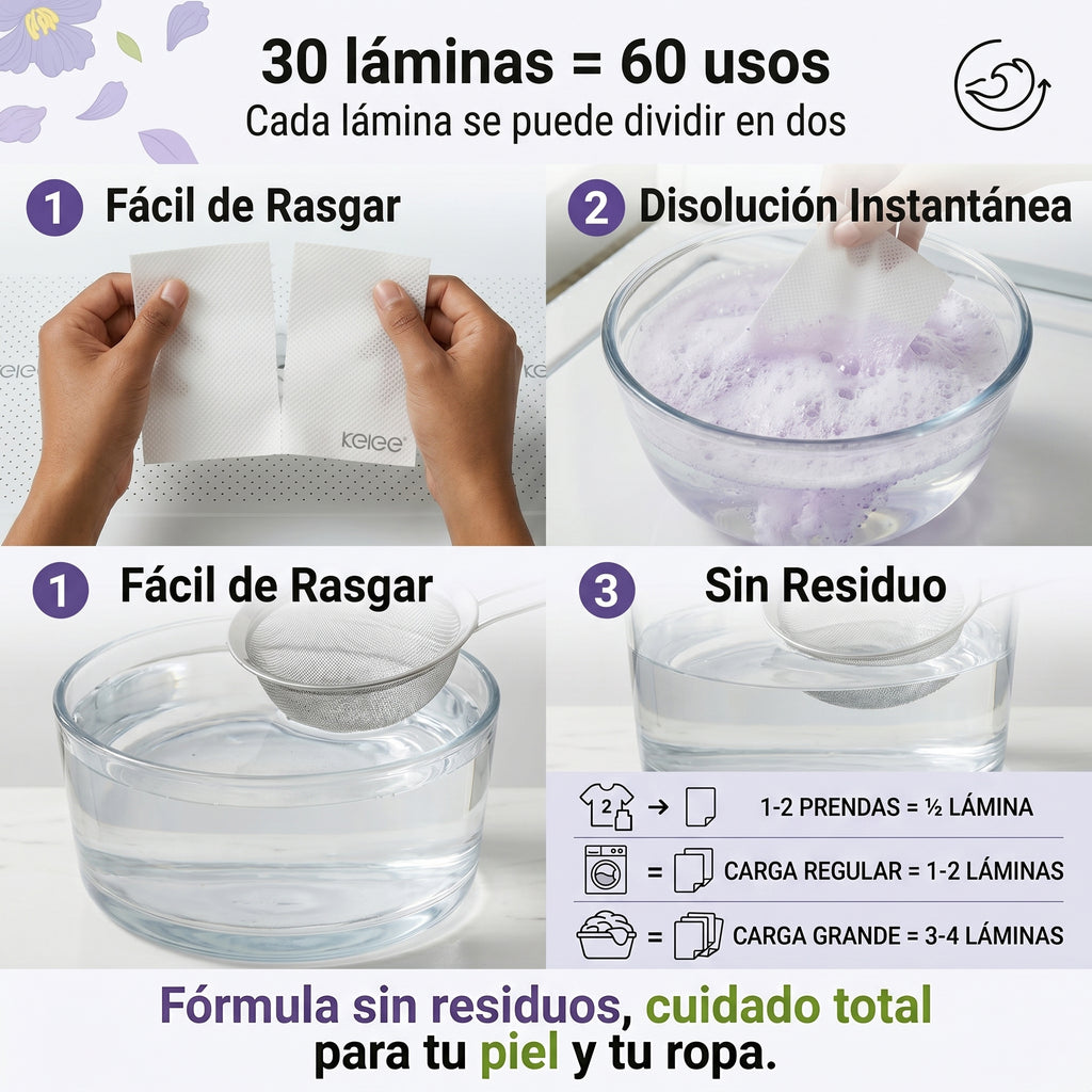 Detergente En Tiras Para Ropa Biodegradable 60 Sheet Lavadas