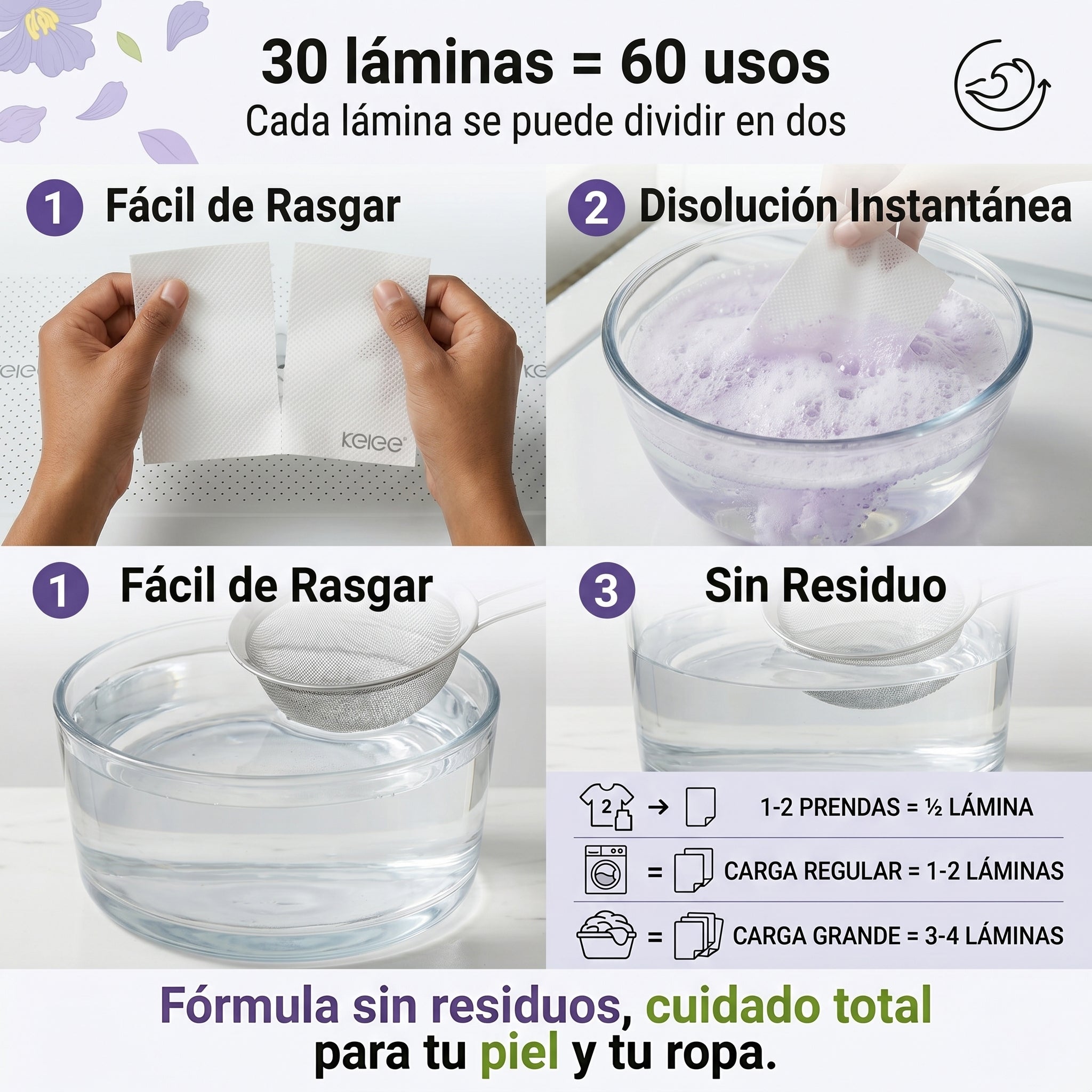 Detergente En Tiras Para Ropa Biodegradable 60 Sheet Lavadas