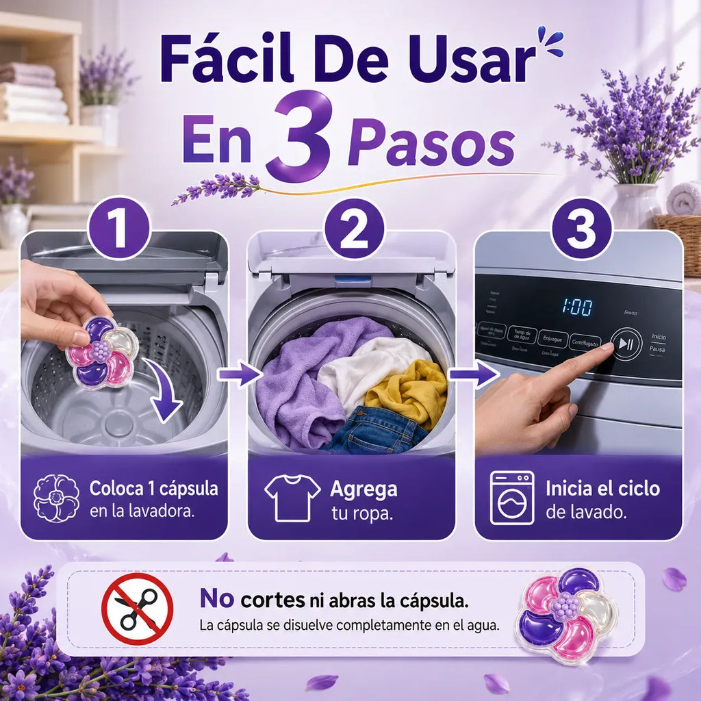Cápsulas de Detergente para Ropa 6 en 1 Aroma Lavanda