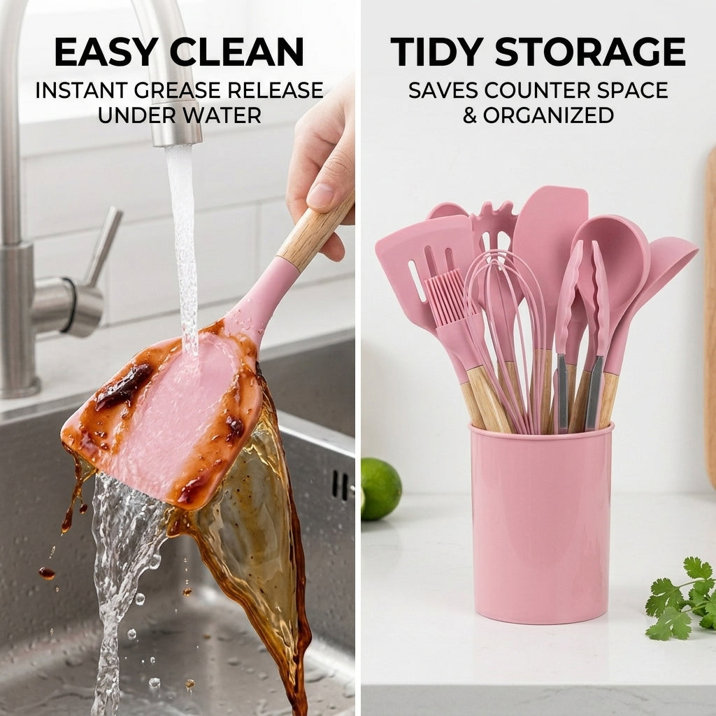 Set Utensilios En Latic Silicona Multifuncional Cocina X11