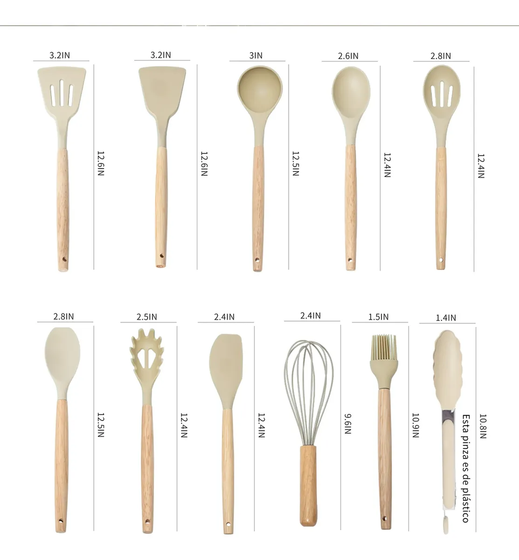 Set Utensilios de Repostería Latic 11 Piezas Silicona Antiadherente Cocina Multifuncional