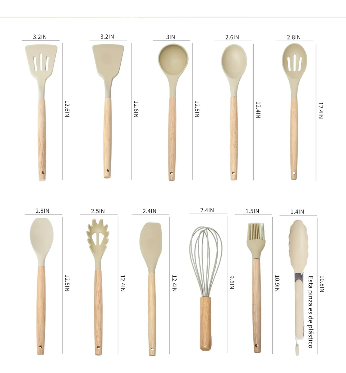 Set Utensilios de Repostería Latic 11 Piezas Silicona Antiadherente Cocina Multifuncional