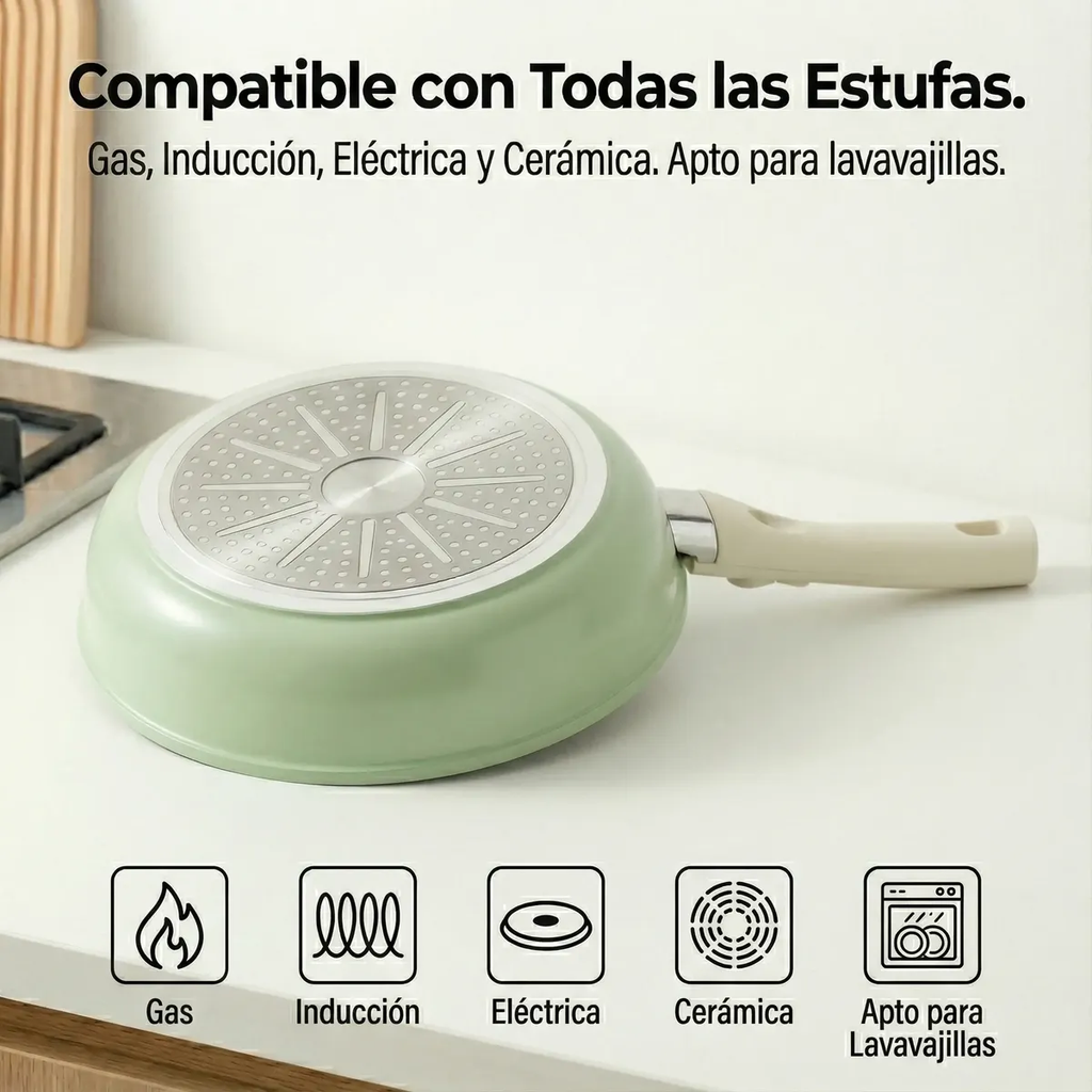 Compatible con estufa a gas, estufa de inducción, estufa eléctrica y estufa de cerámica. Apto para lavavajillas