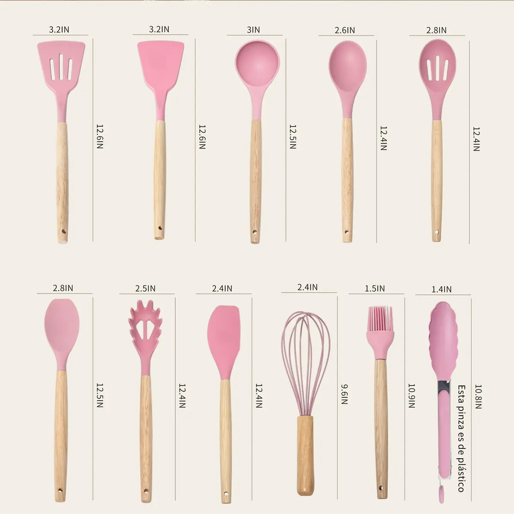 Set Utensilios de Repostería Latic 11 Piezas Silicona Antiadherente Cocina Multifuncional