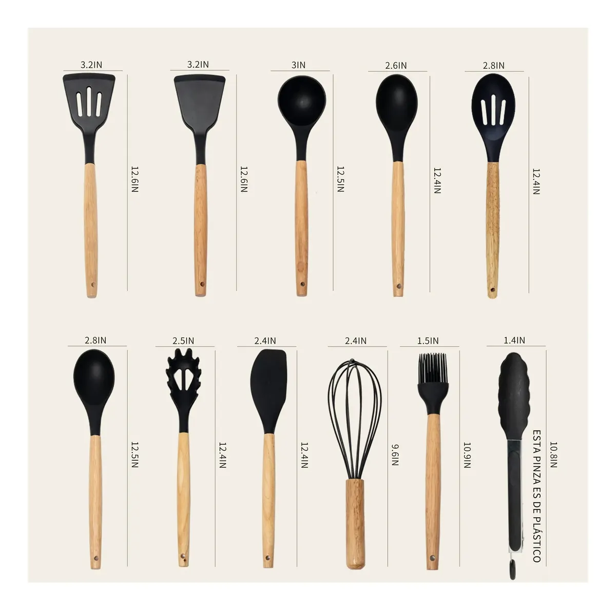 Set Utensilios de Repostería Latic 11 Piezas Silicona Antiadherente Cocina Multifuncional