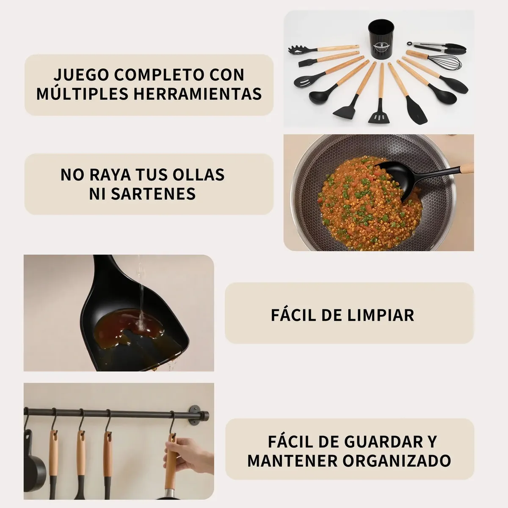 Set Utensilios de Repostería Latic 11 Piezas Silicona Antiadherente Cocina Multifuncional