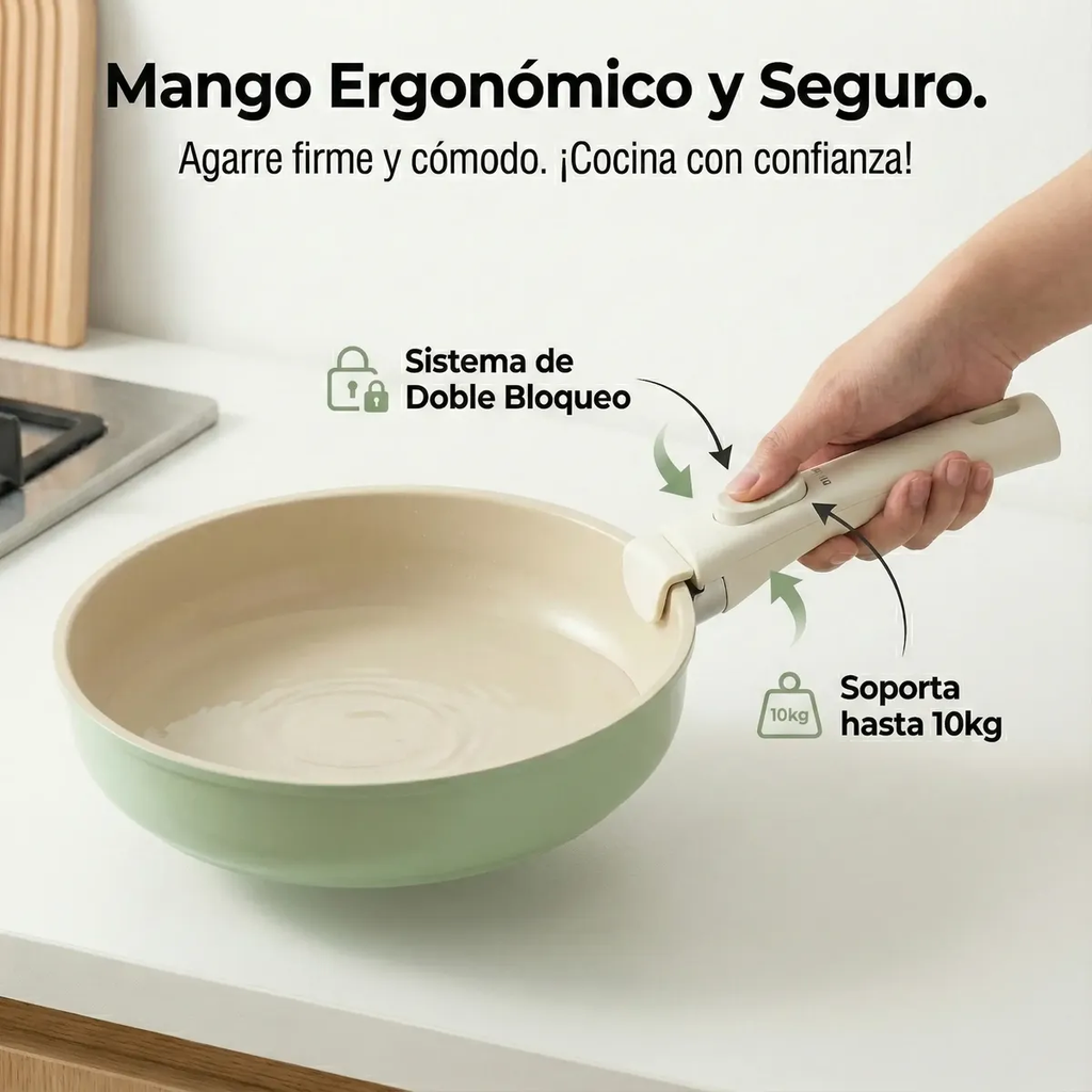 Mango ergonómico y seguro. agarre firme y cómodo ¡cocina con confianza!