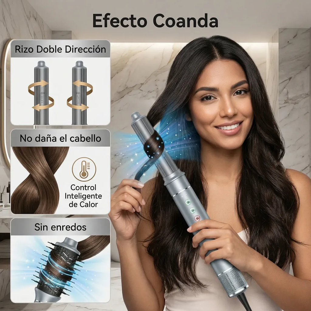 Secadora Iónica Profesional Latic 5 En 1 Para Cabello