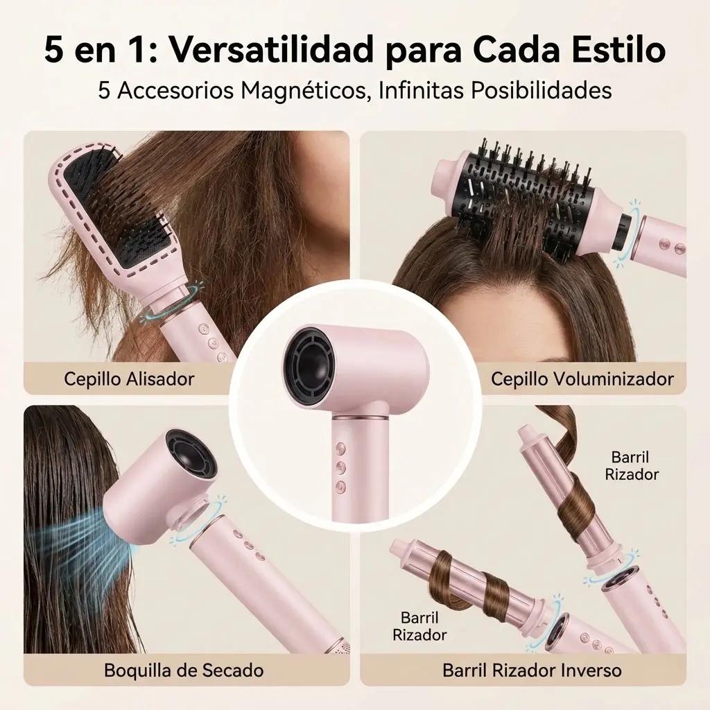 Secadora Iónica Profesional Latic 5 En 1 Para Cabello