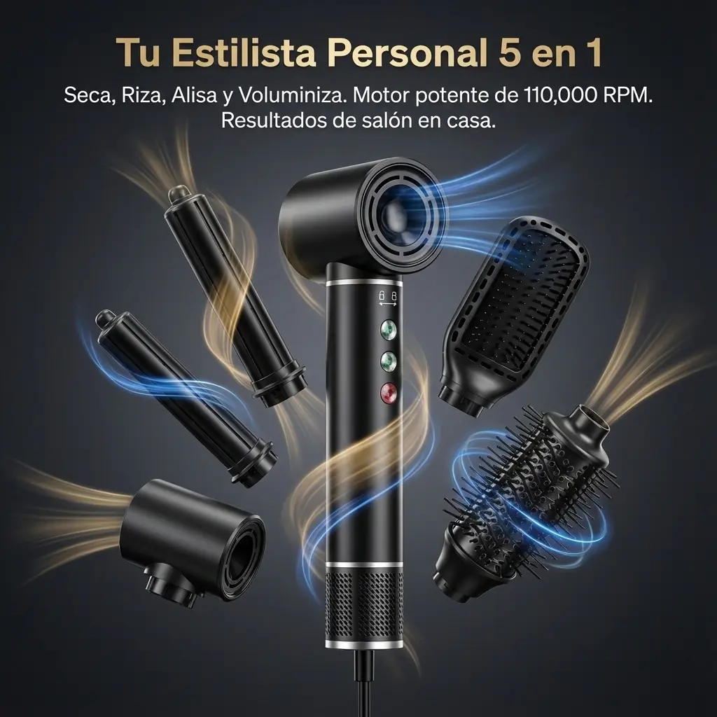Secadora Iónica Profesional Latic 5 En 1 Para Cabello